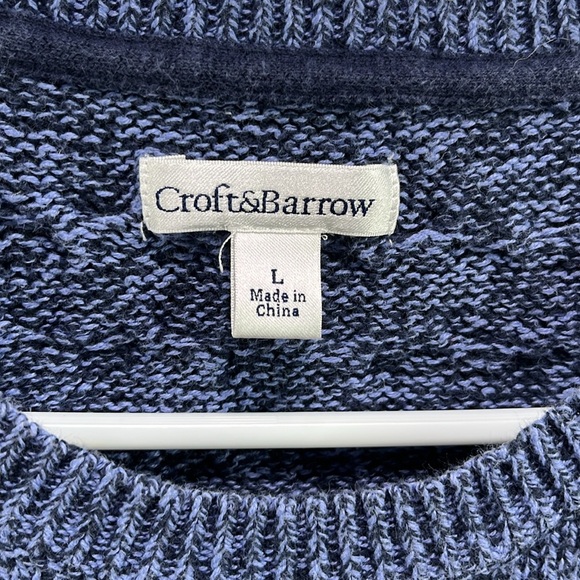 Croft & Barrow Women’s Cable Textured Blue Crewneck Sweater Long Sleeve Sz L - Picture 3 of 8